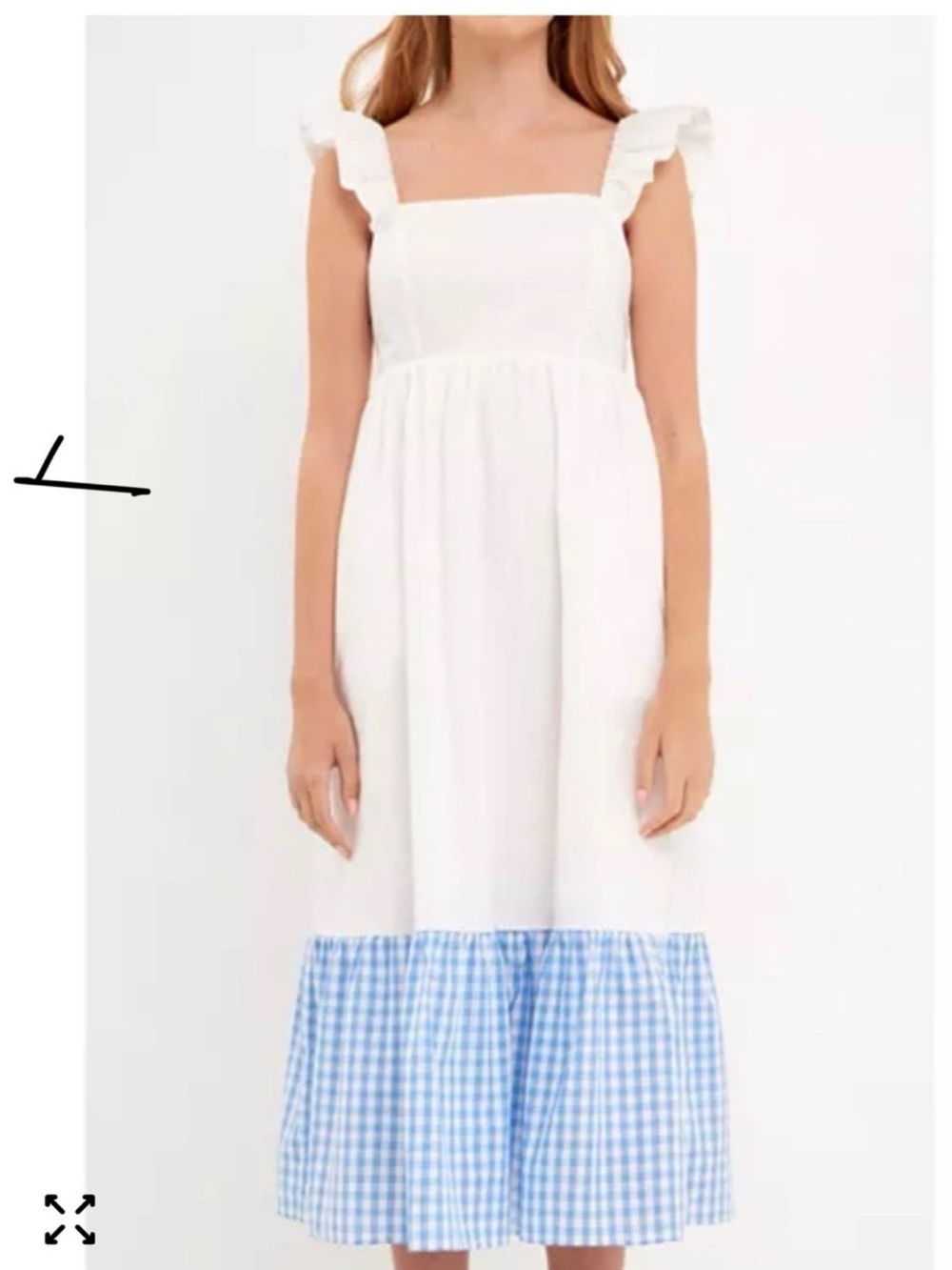 English Factory
Women's Shoulder Ruffled Gingham Accent Midi Dress small